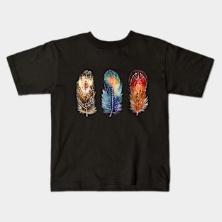 Image: Watercolor, Colorful feathers Kids T-Shirt